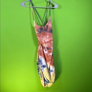 Heart & Hips Orange Blue Sundress Sleeveless Mini